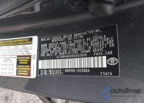 2009 Toyota Camry Hybrid from USA, damaged, VIN 4T1BB46K89U082600